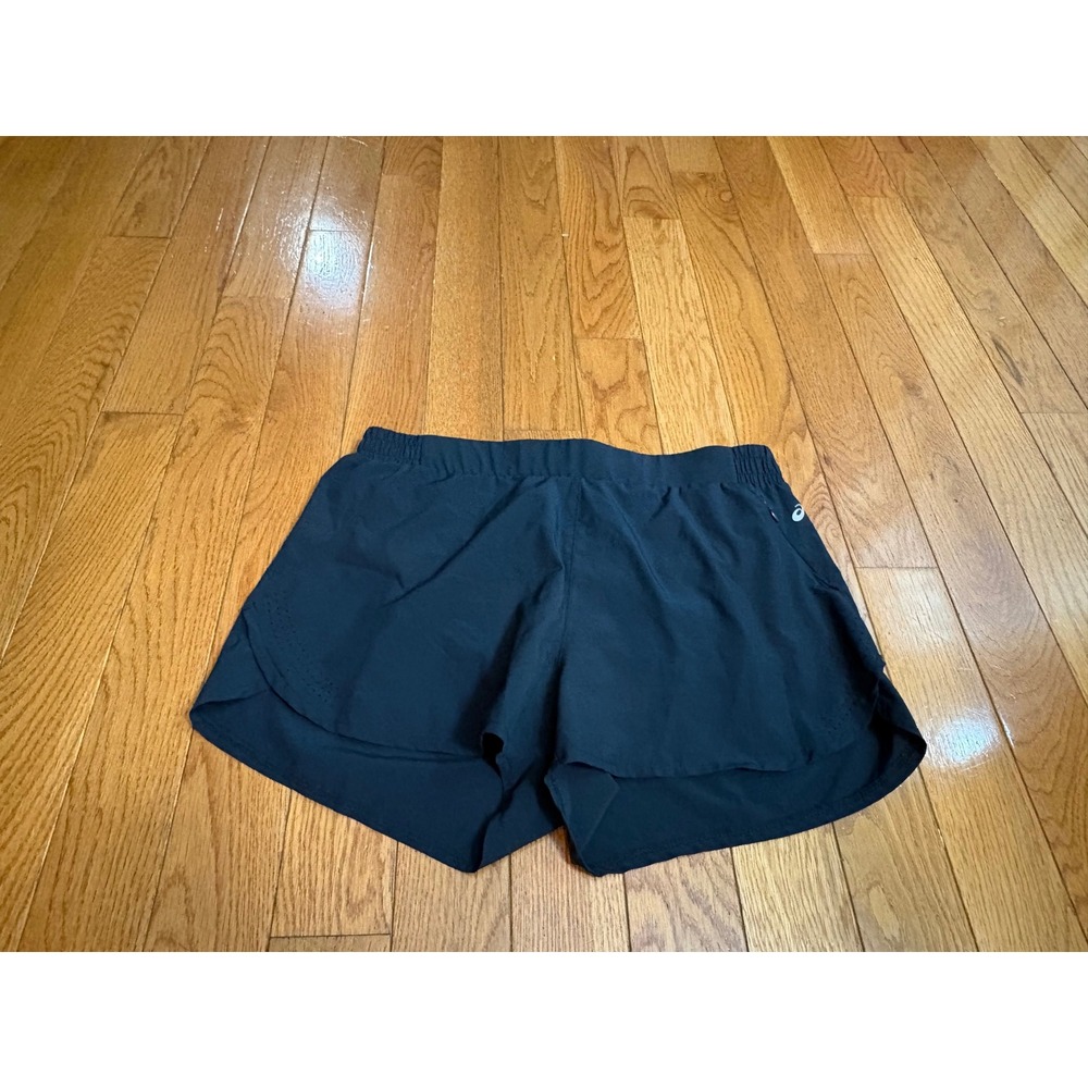 ASICS Womens Black Perforated Lined zip pocket Running Shorts Size Large
